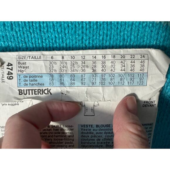 Butterick 4749 pattern evan-picone suit blazer blouse  skirt size 6 - Picture 8 of 8